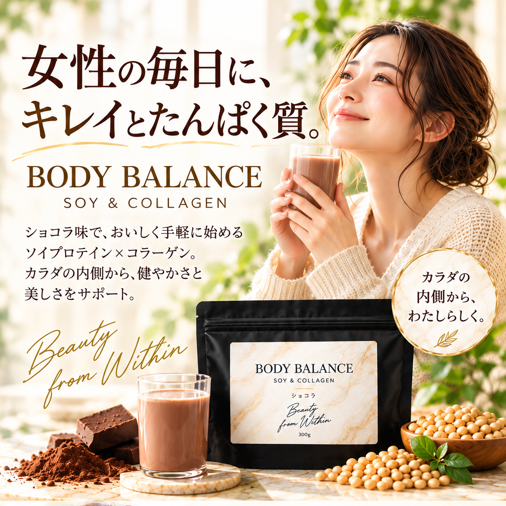 キレイをつくる、毎日の一杯。美容も、カラダづくりも。毎日続けやすい ソイ&コラーゲンプロテイン。
